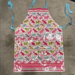 Colorful Dog Print Apron with Blue Straps